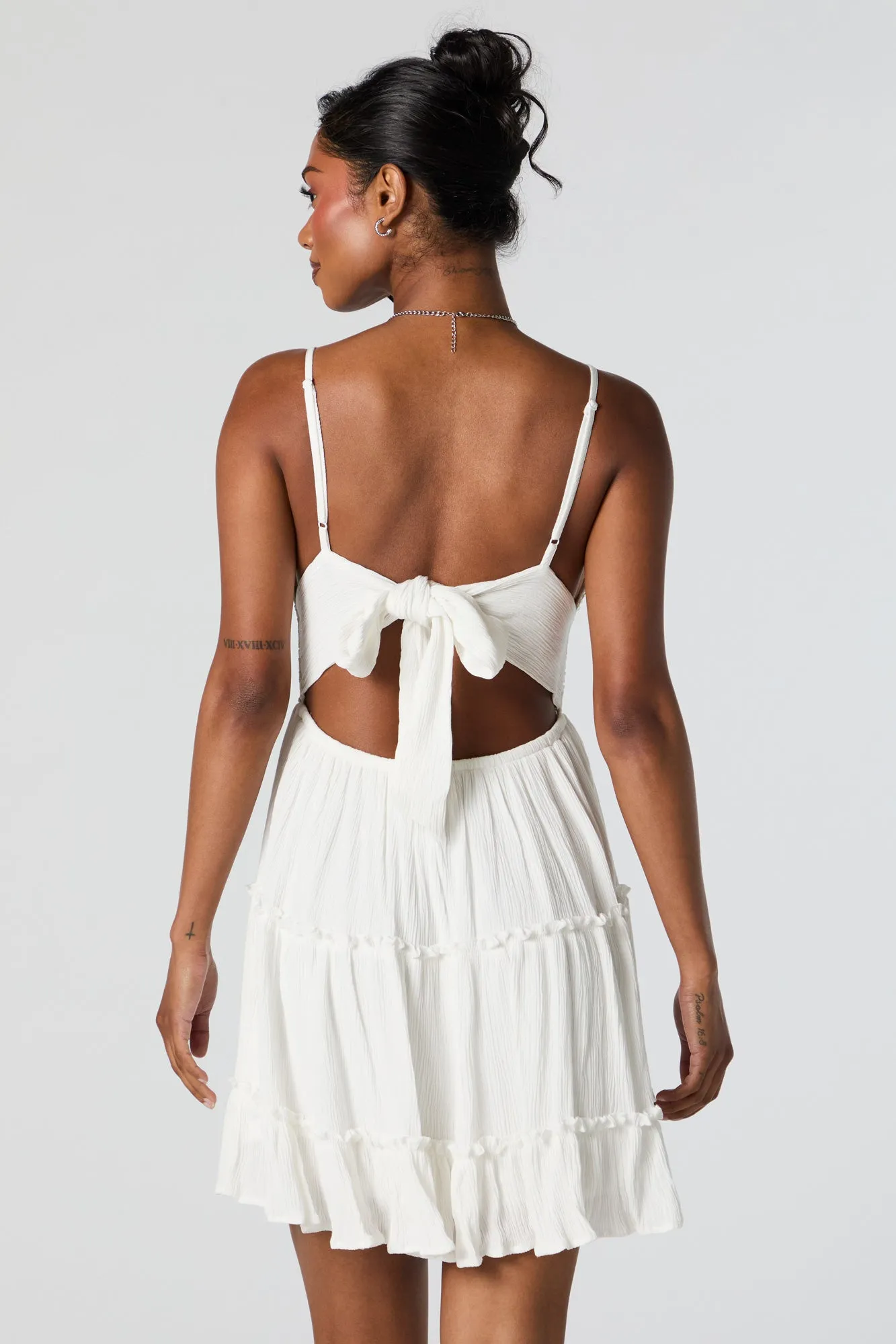 Floral Lace Crochet Sweetheart Tiered Mini Dress sold by Urban Planet product image thumbnail 5