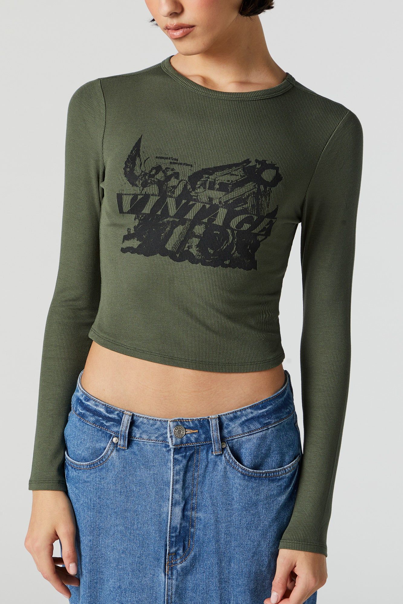 Ribbed Vintage Graphic Long Sleeve Top sold by Urban Planet product image thumbnail 2
