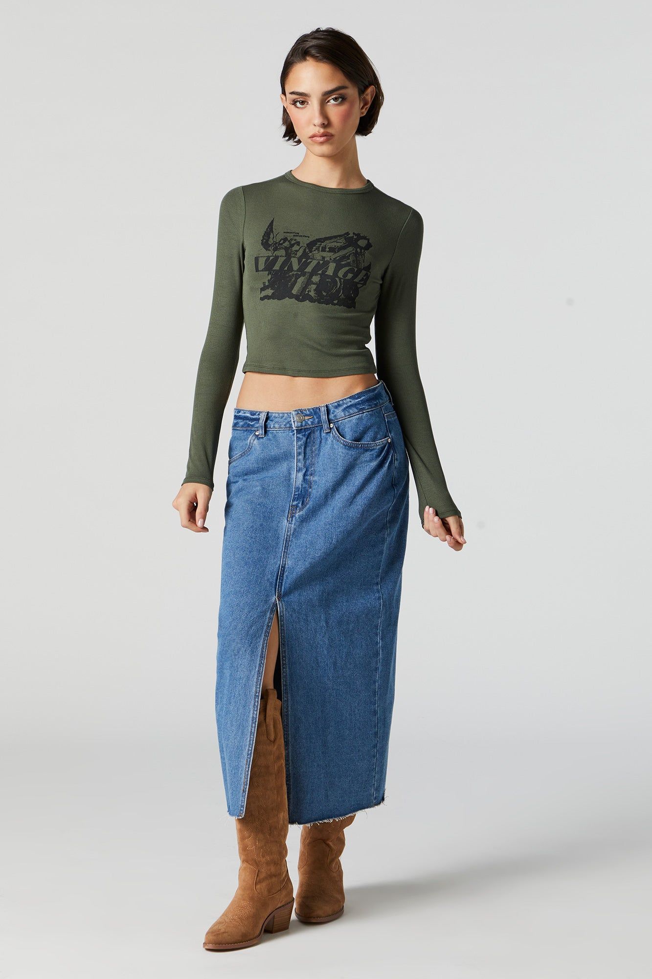 Ribbed Vintage Graphic Long Sleeve Top sold by Urban Planet product image thumbnail 3