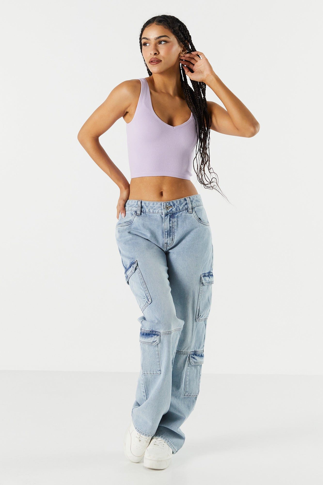 V-Neck Seamless Cropped Tank sold by Urban Planet product image thumbnail 6