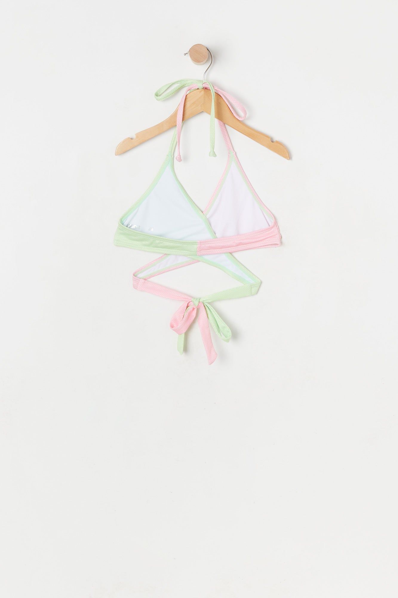 Girls Pink and Green Colour Block Wrap Bikini sold by Urban Planet product image thumbnail 3