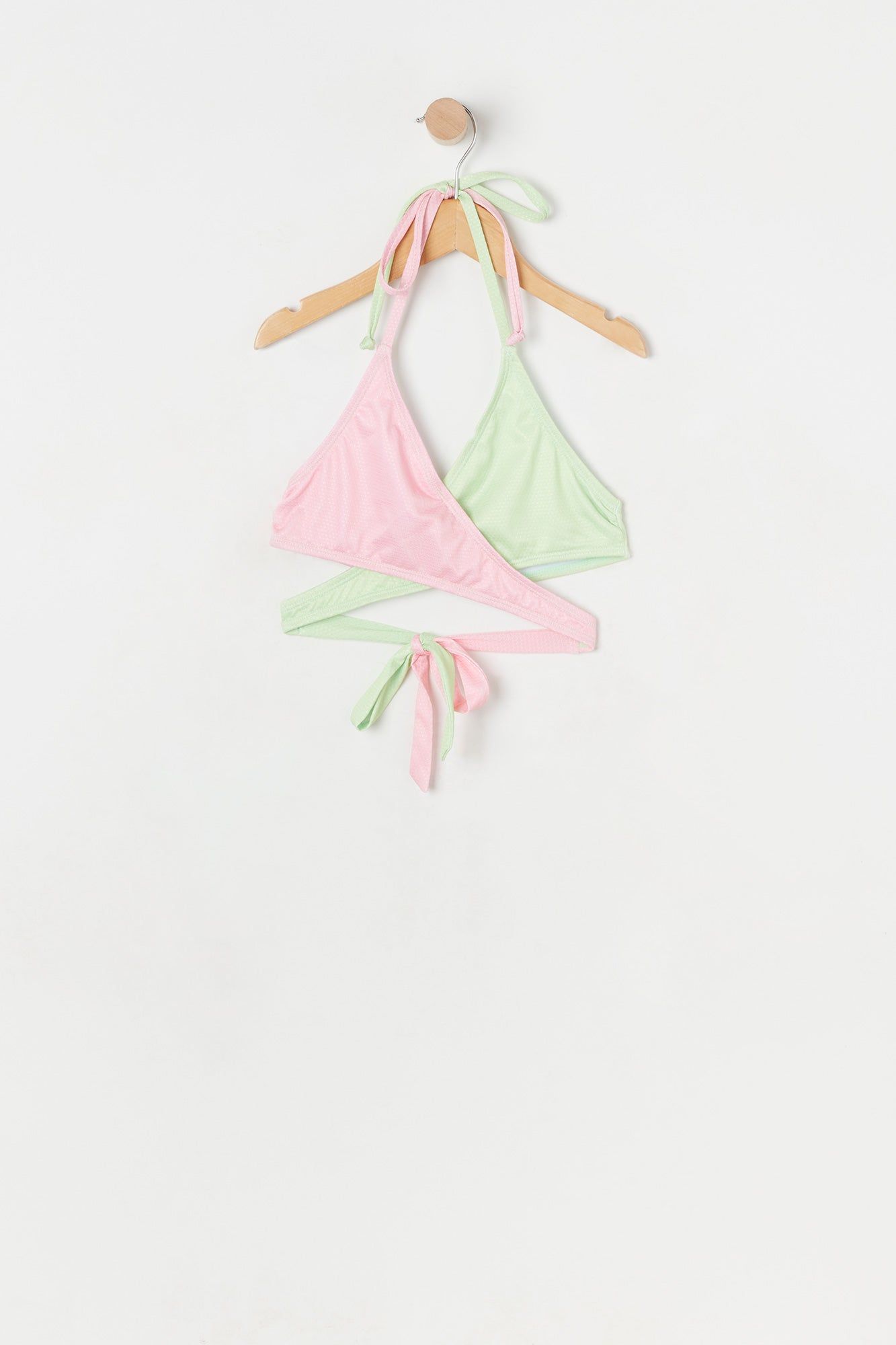 Girls Pink and Green Colour Block Wrap Bikini sold by Urban Planet product image thumbnail 2