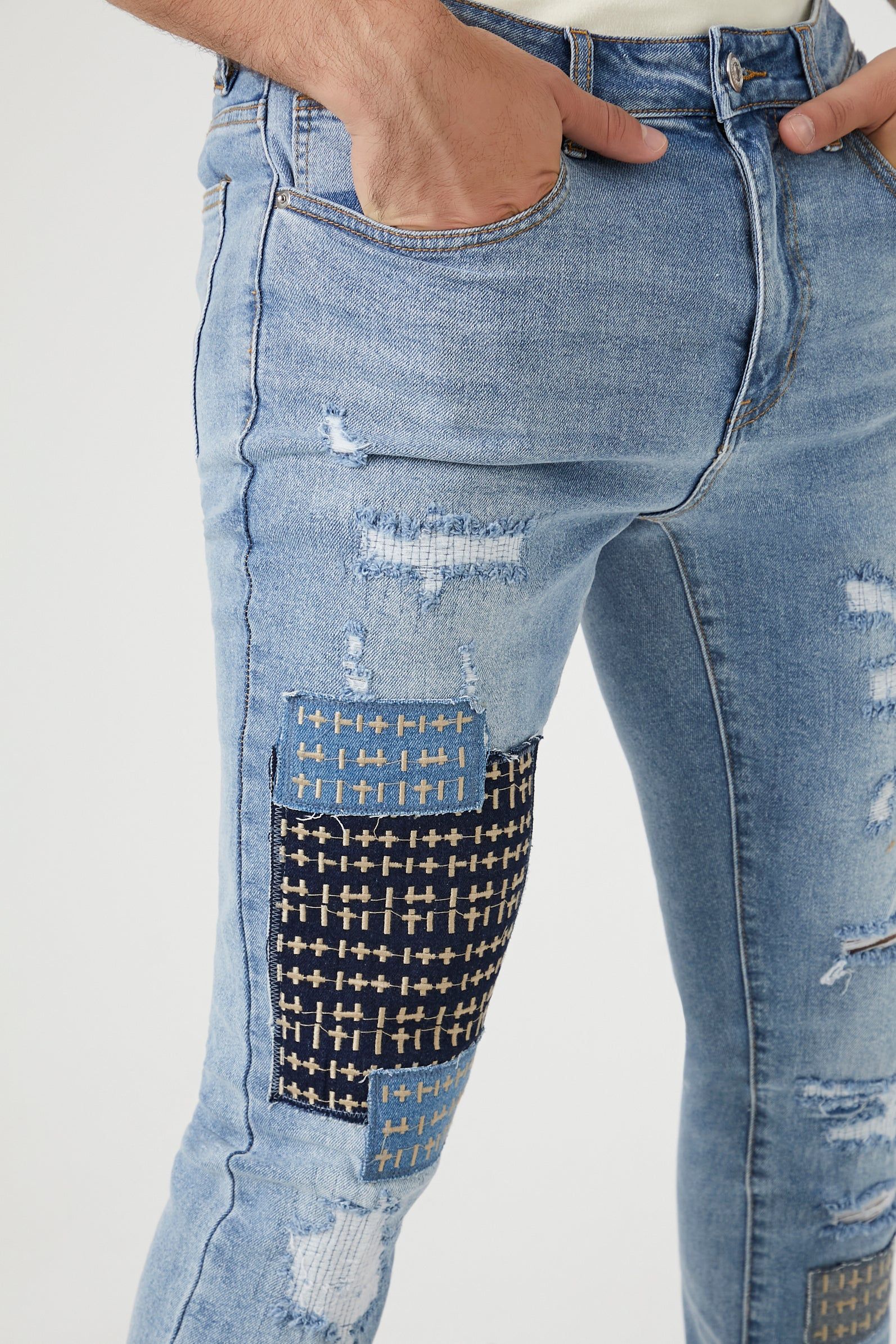 Distressed Patch Work Skinny Jean sold by Urban Planet product image thumbnail 4