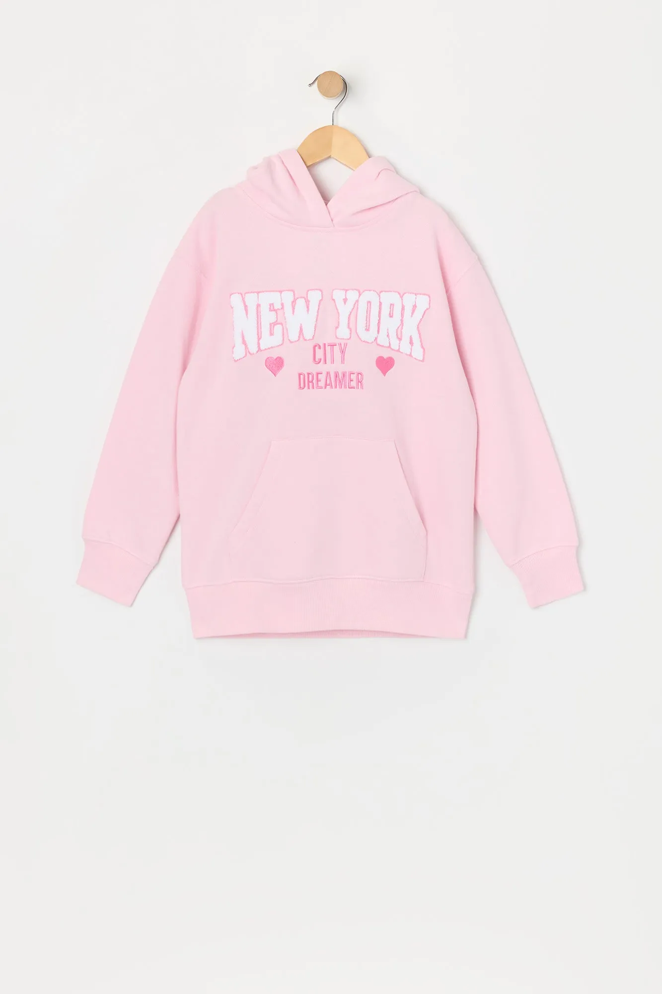 Girls NYC Dreamer Chenille Embroidered Fleece Hoodie sold by Urban Planet
