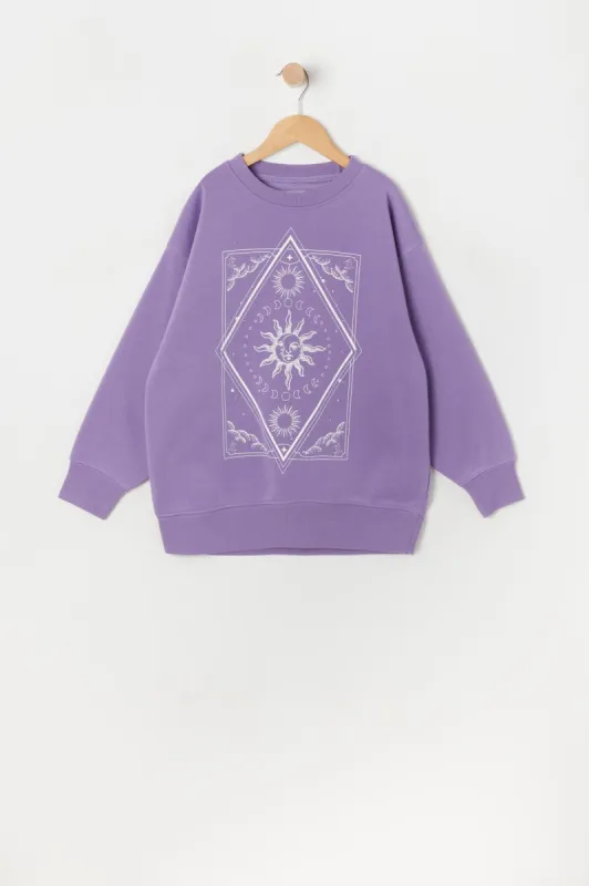 Girls Tarot Card Graphic Fleece Sweatshirt sold by Urban Planet