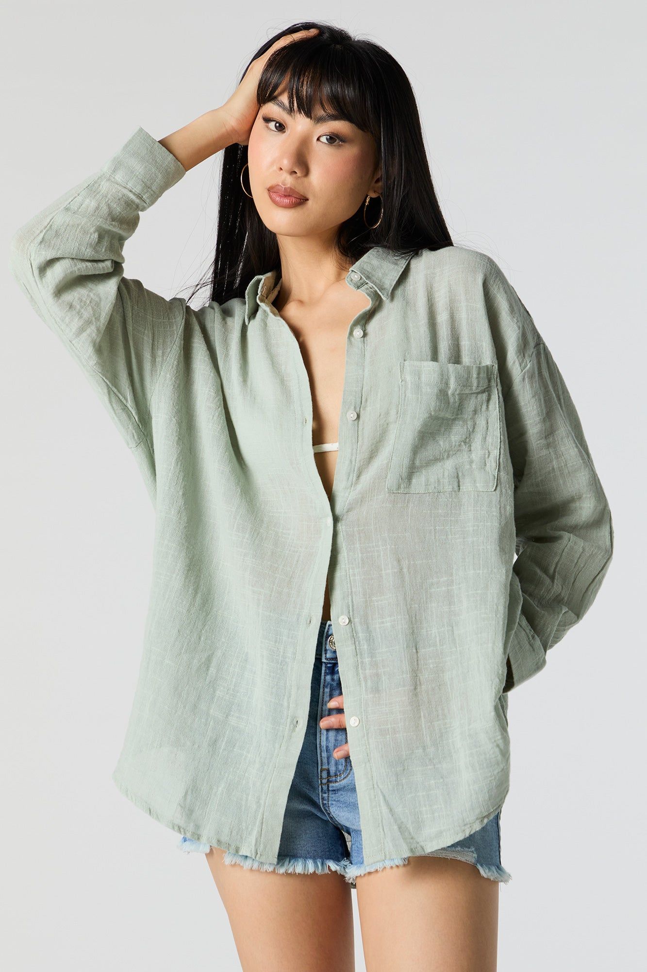 Haut boutonné surdimensionné texturé sold by Urban Planet product image thumbnail 5