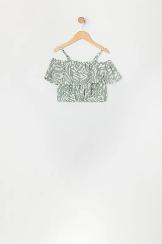 Haut volanté avec épaules dénudées et motif abstrait pour fille sold by Urban Planet