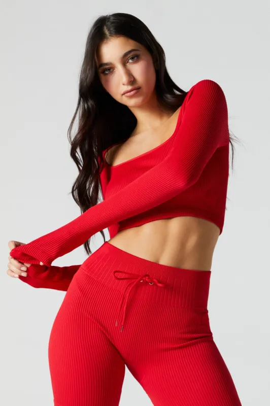 Red Sommer Ray Active Seamless Long Sleeve Top sold by Urban Planet