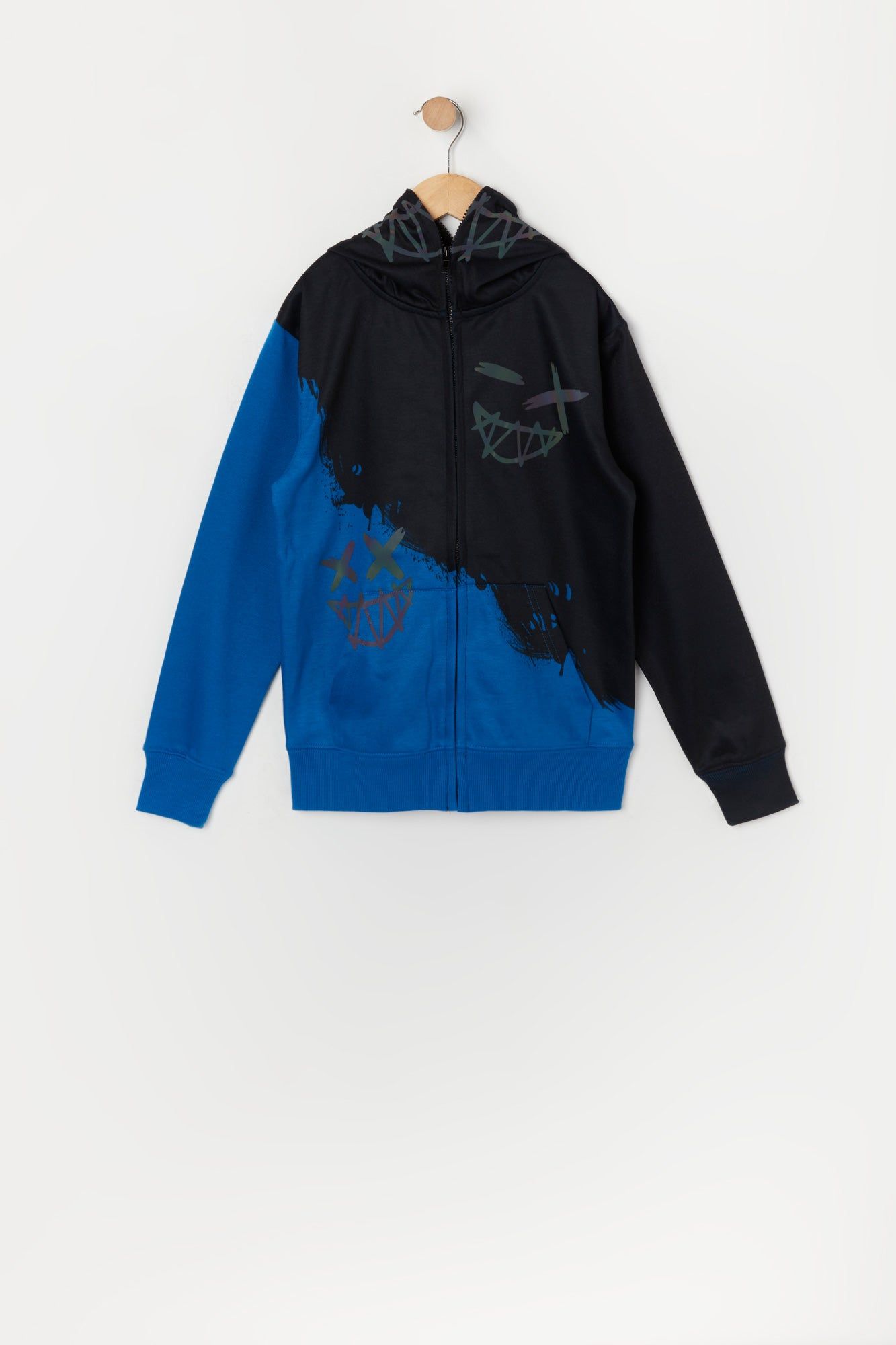 Boys Colourblock Smiley Graphic Full Zip Hoodie sold by Urban Planet product image thumbnail 2