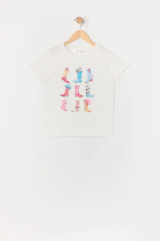Girls Cowboy Boot Graphic T-Shirt sold by Urban Planet