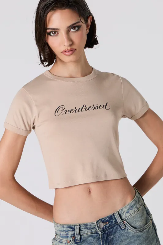 T-shirt ultracourt côtelé à imprimé Overdressed sold by Urban Planet