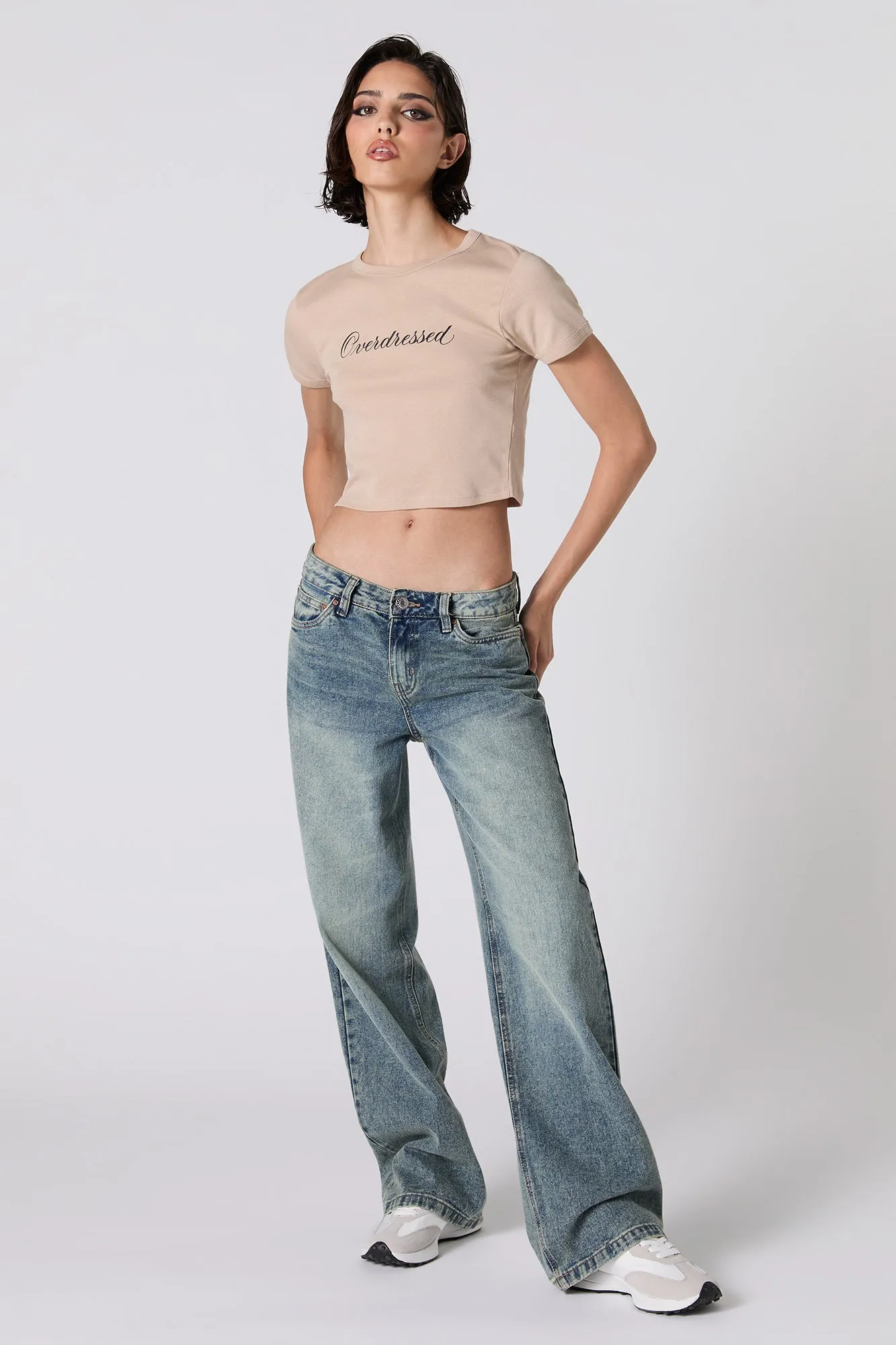 T-shirt ultracourt côtelé à imprimé Overdressed sold by Urban Planet product image thumbnail 3