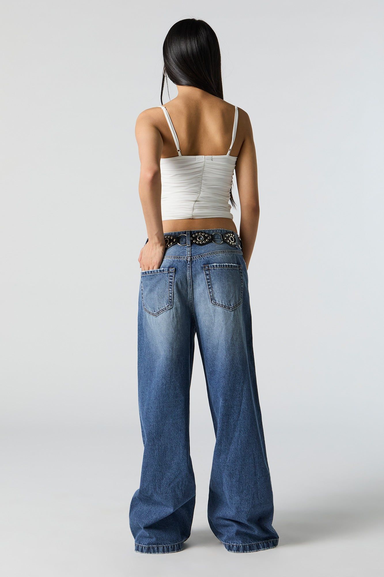 High Rise Dark Vintage Wash Ultra Wide Leg Jean sold by Urban Planet product image thumbnail 3