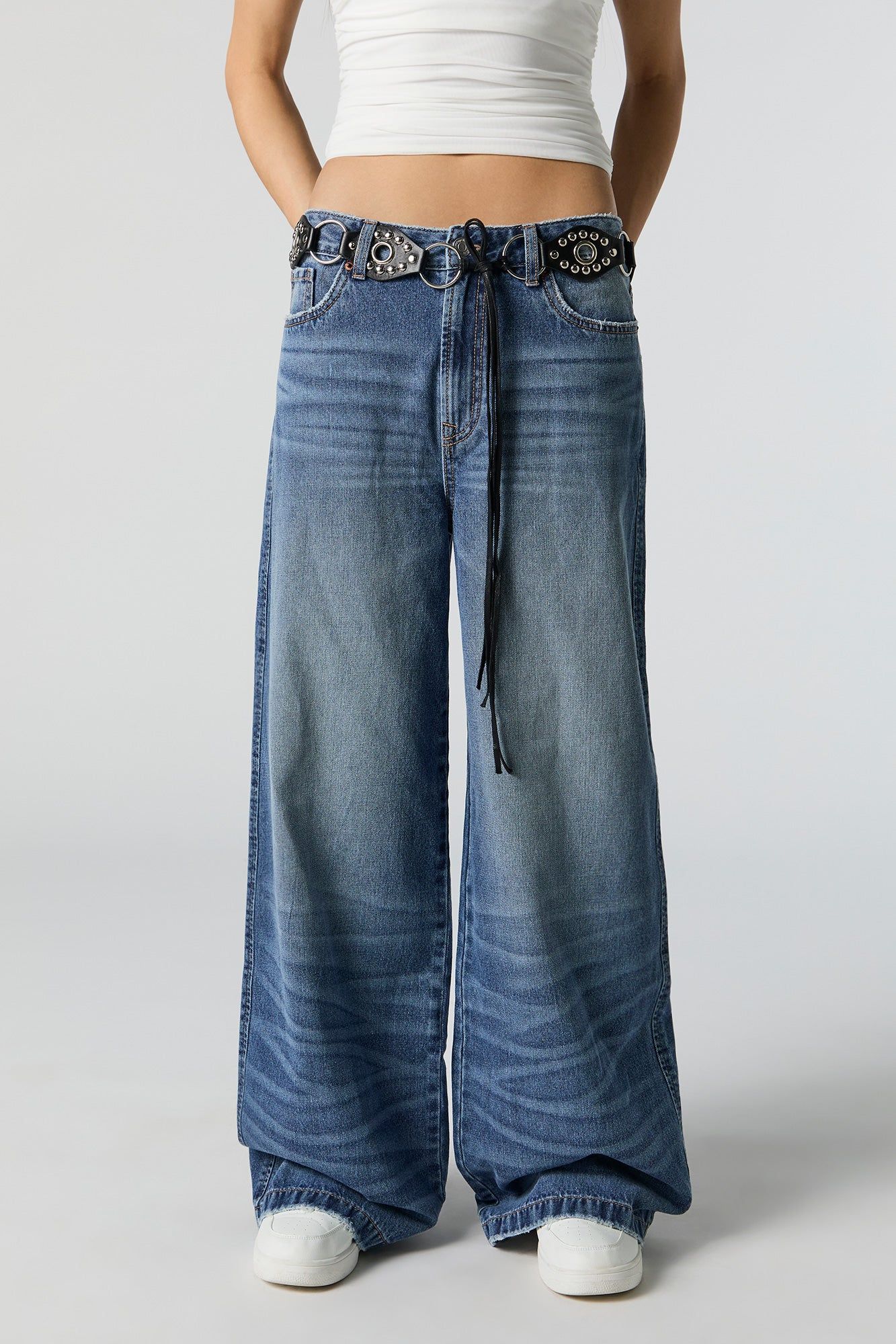 High Rise Dark Vintage Wash Ultra Wide Leg Jean sold by Urban Planet product image thumbnail 2