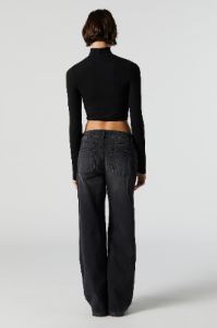 Black Wash Low Rise Wide Leg Skater Jean sold by Urban Planet