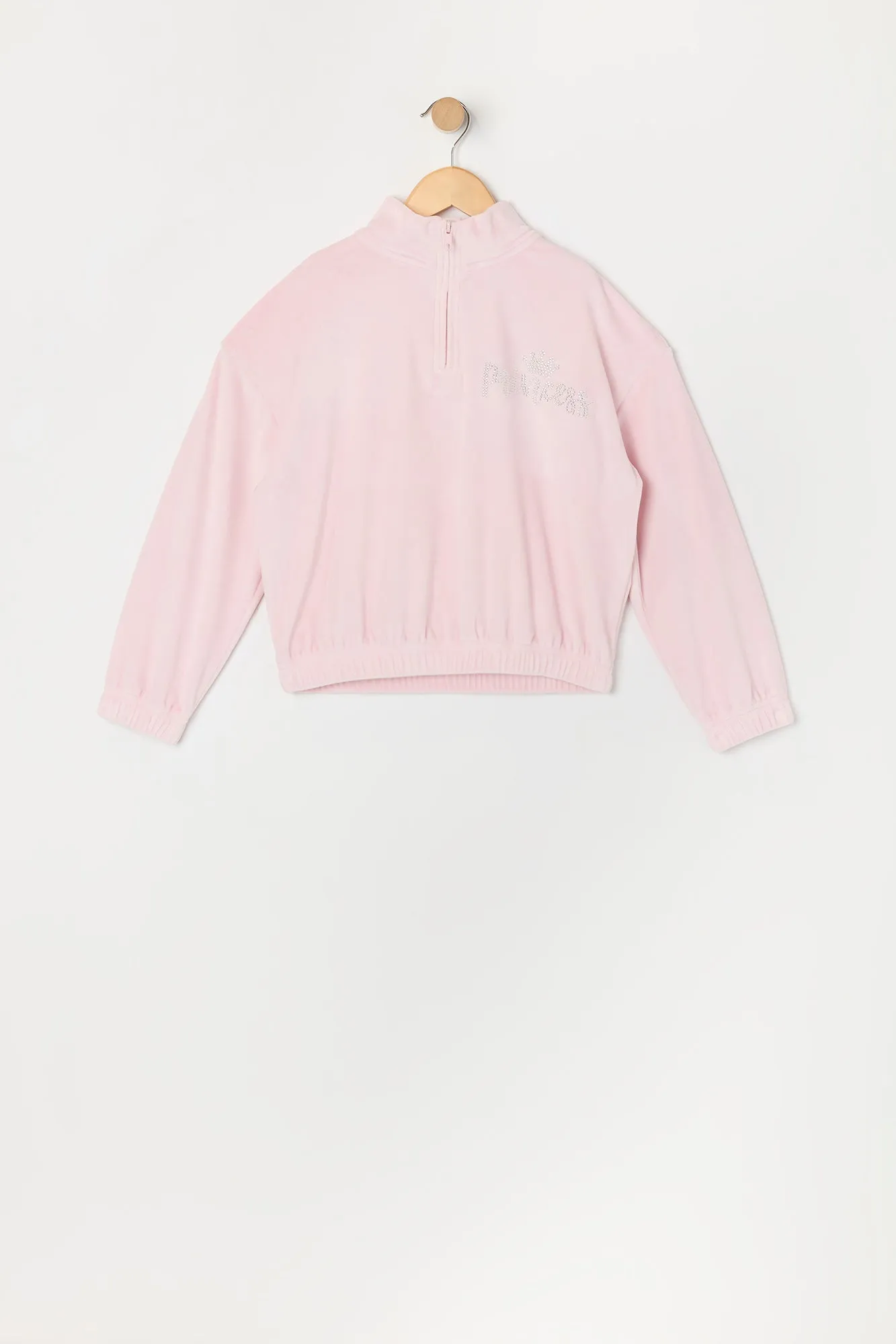 Chandail en velours à imprimé Princesse avec pierres du Rhin et quart de fermeture à glissière sold by Urban Planet