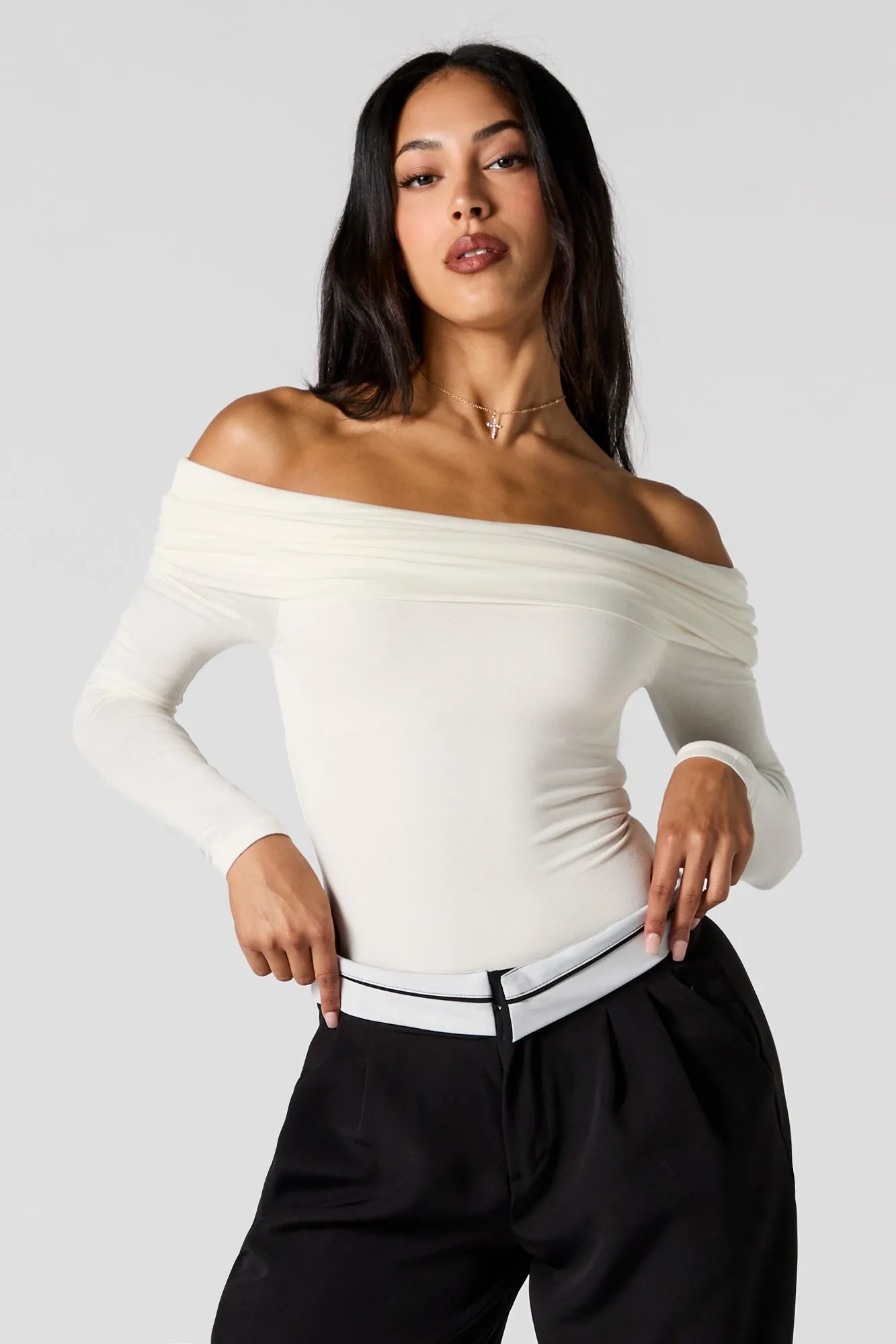Off Shoulder Long Sleeve Bodysuit sold by Urban Planet product image thumbnail 5