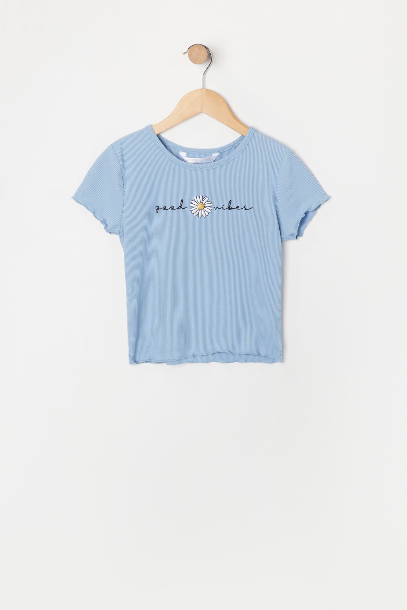 Girls Lettuce Trim Good Vibes Embroidered T-Shirt sold by Urban Planet