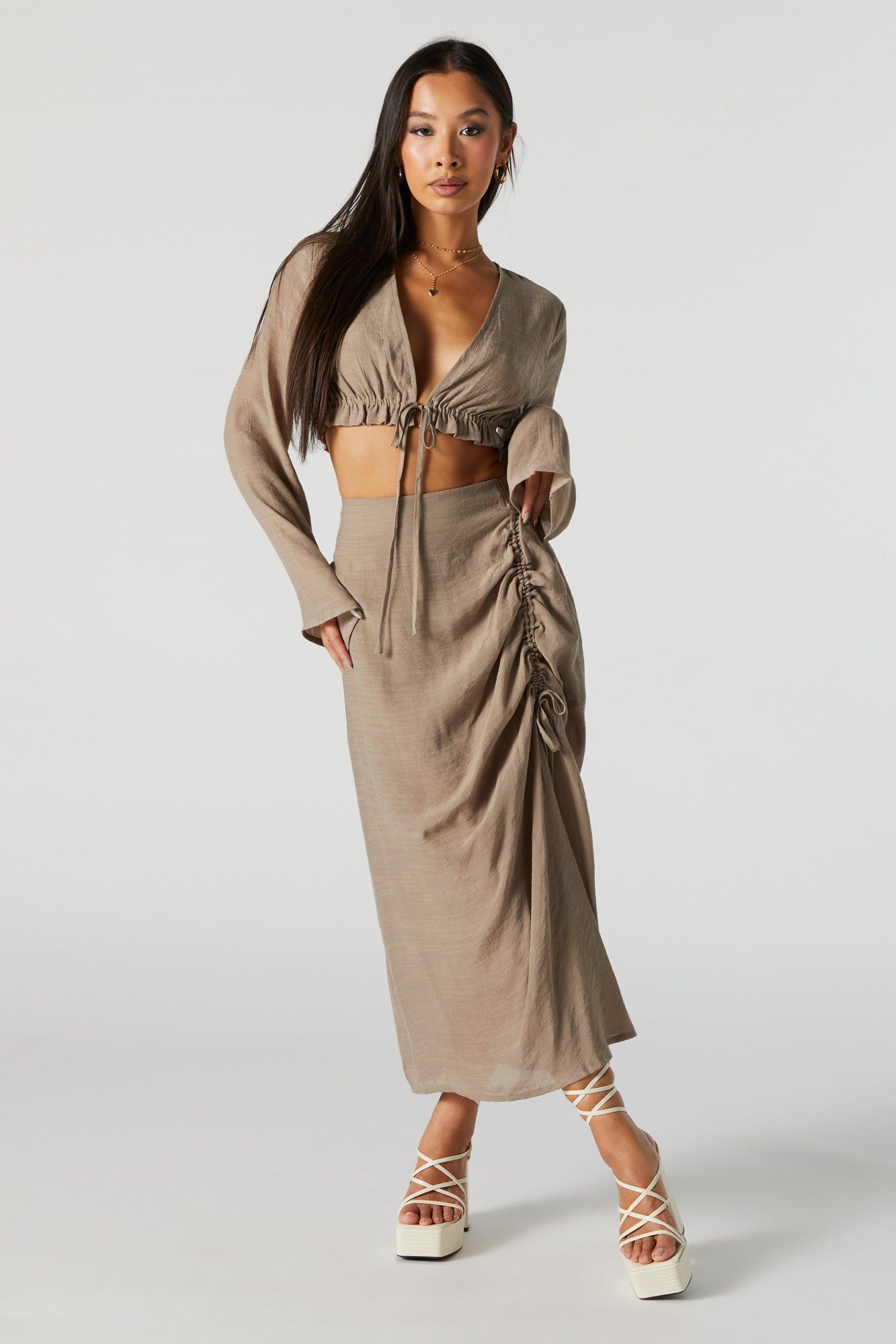 Drawstring Top and Midi Skirt 2 Piece Set sold by Urban Planet product image thumbnail 3