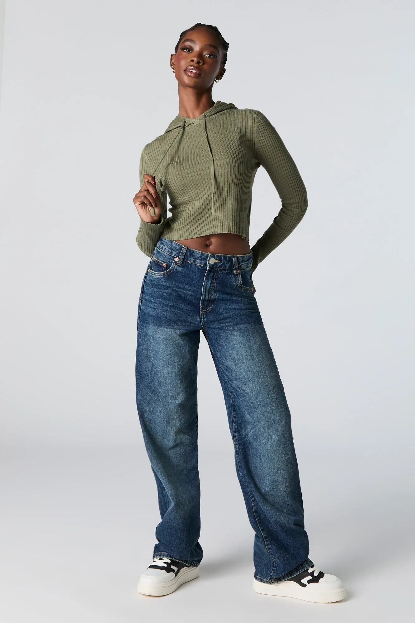 Ribbed Knit Hooded Sweater sold by Urban Planet product image thumbnail 3