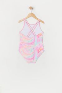 Girls Paint Swirl Print Crisscross Back One Piece Swimsuit with built-in cups sold by Urban Planet