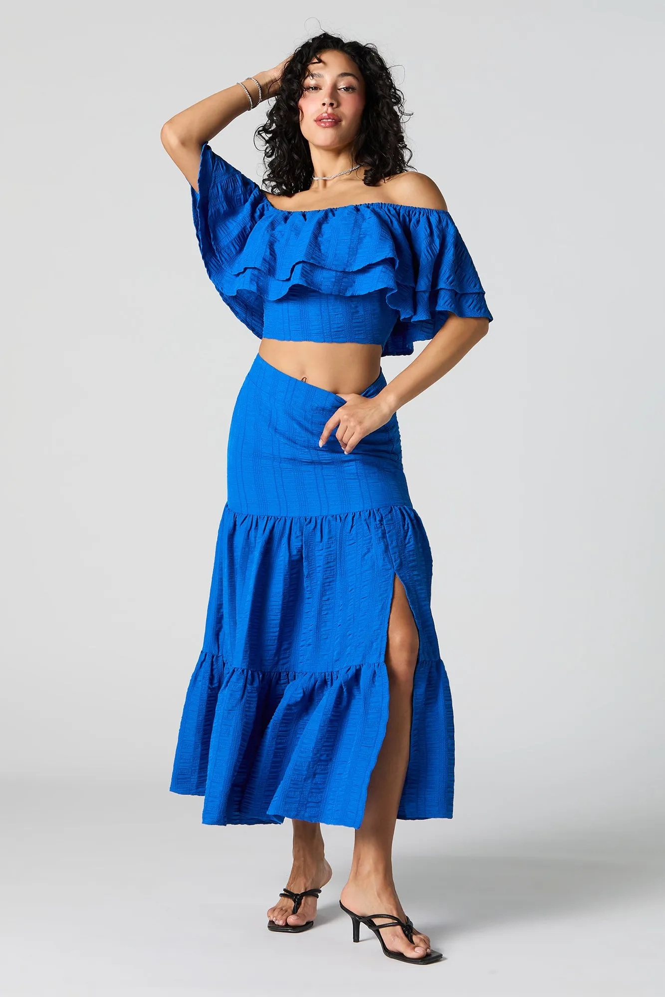 Off Shoulder Ruffled Crop Top sold by Urban Planet product image thumbnail 3