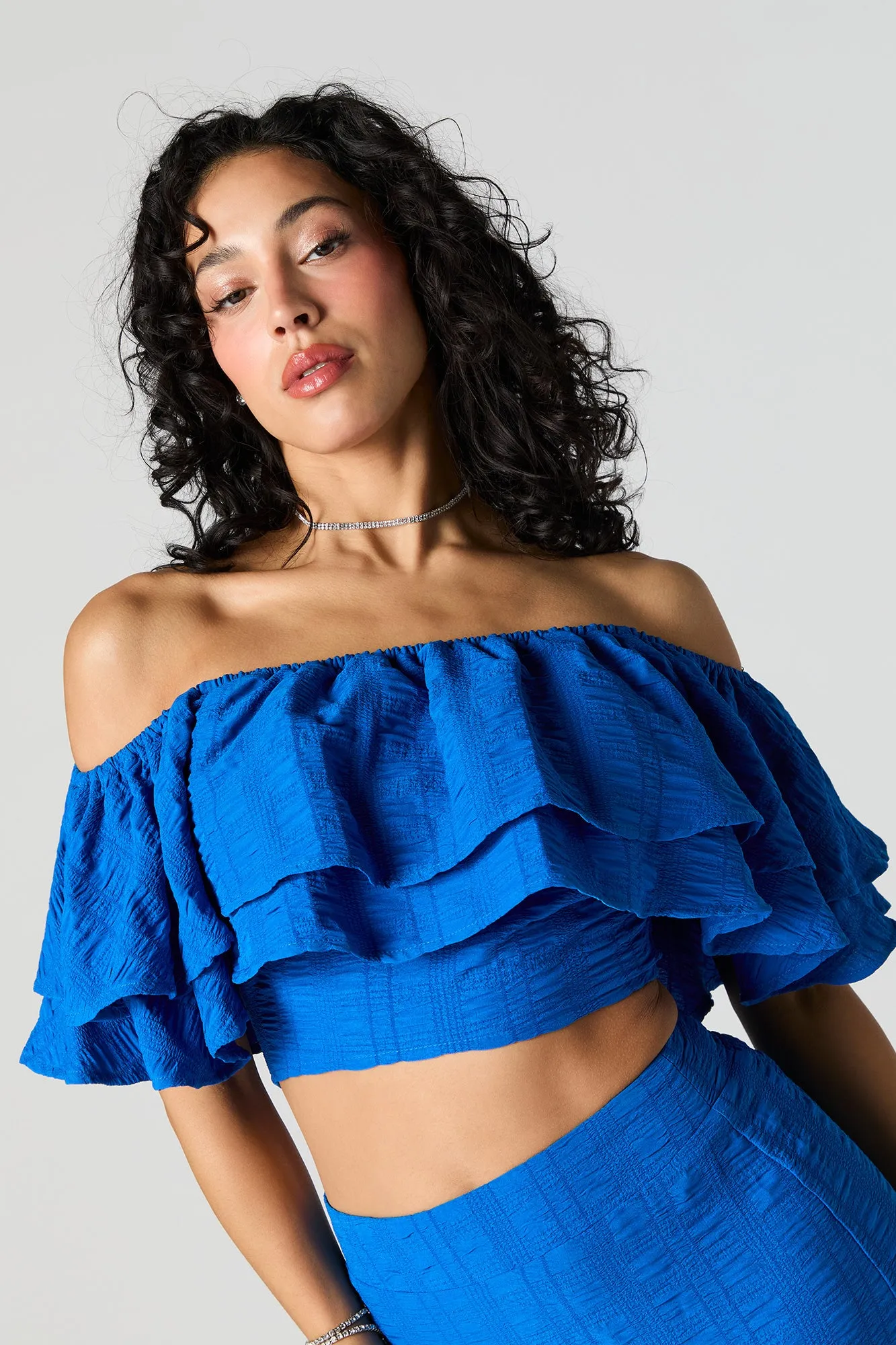 Off Shoulder Ruffled Crop Top sold by Urban Planet product image thumbnail 2
