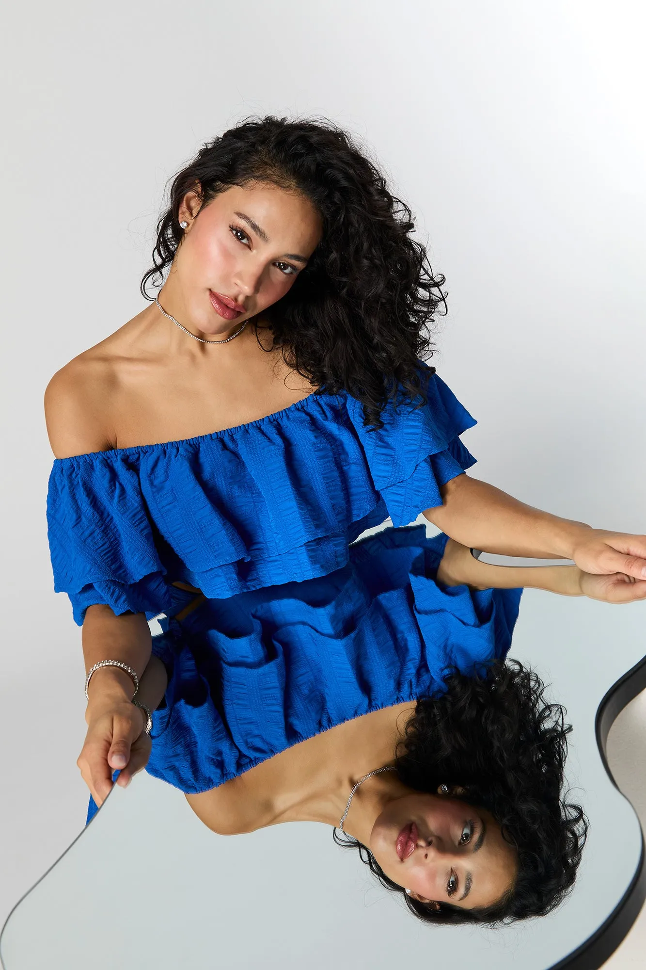 Off Shoulder Ruffled Crop Top sold by Urban Planet