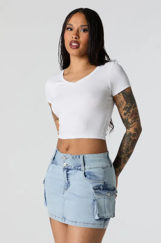 Denim Cargo Mini Skirt sold by Urban Planet