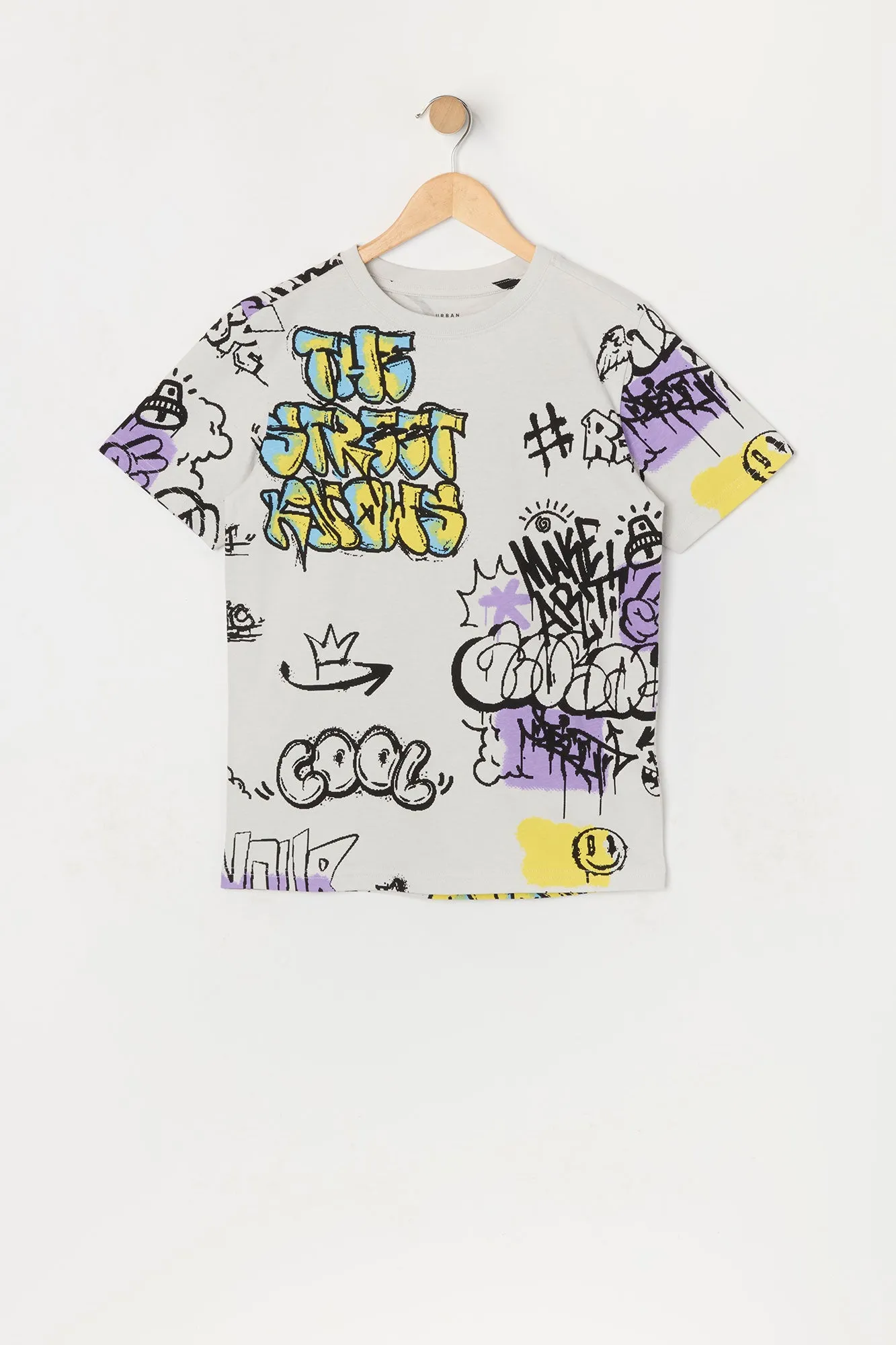 T-shirt blanc à imprimé graffitis pour garçon sold by Urban Planet