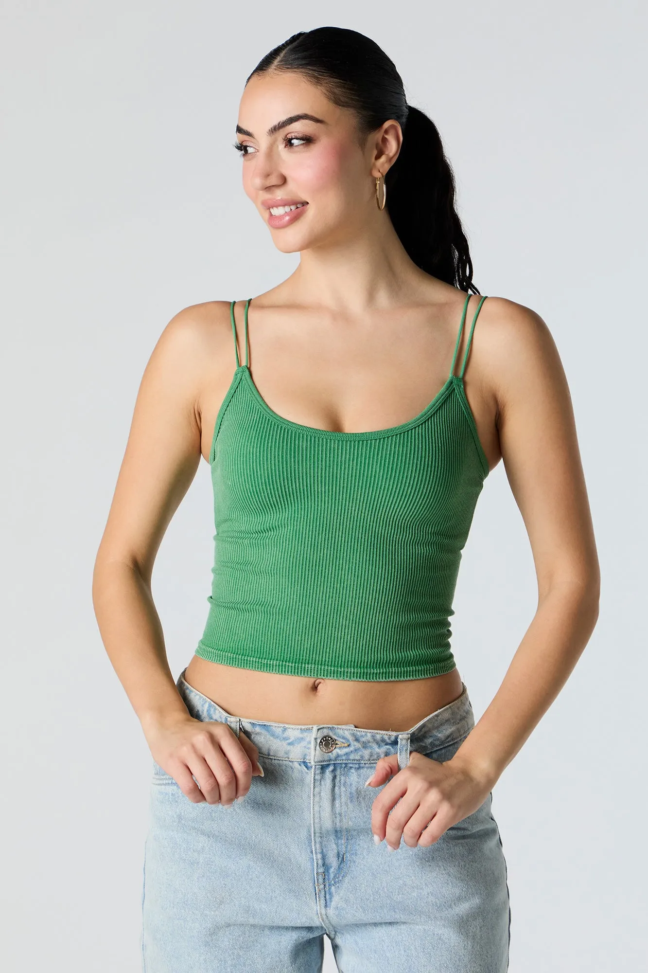 Camisole côtelée sans couture avec bretelles doubles sold by Urban Planet product image thumbnail 4