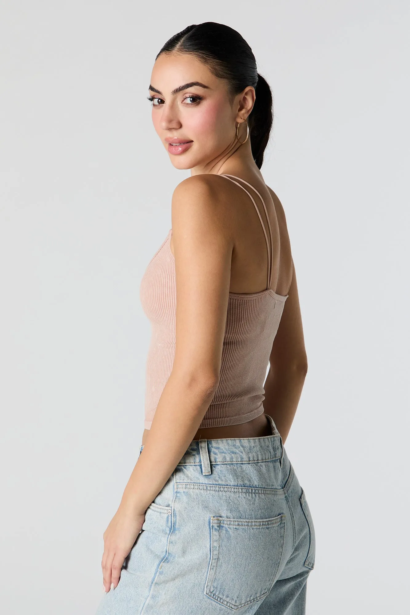 Camisole côtelée sans couture avec bretelles doubles sold by Urban Planet product image thumbnail 2