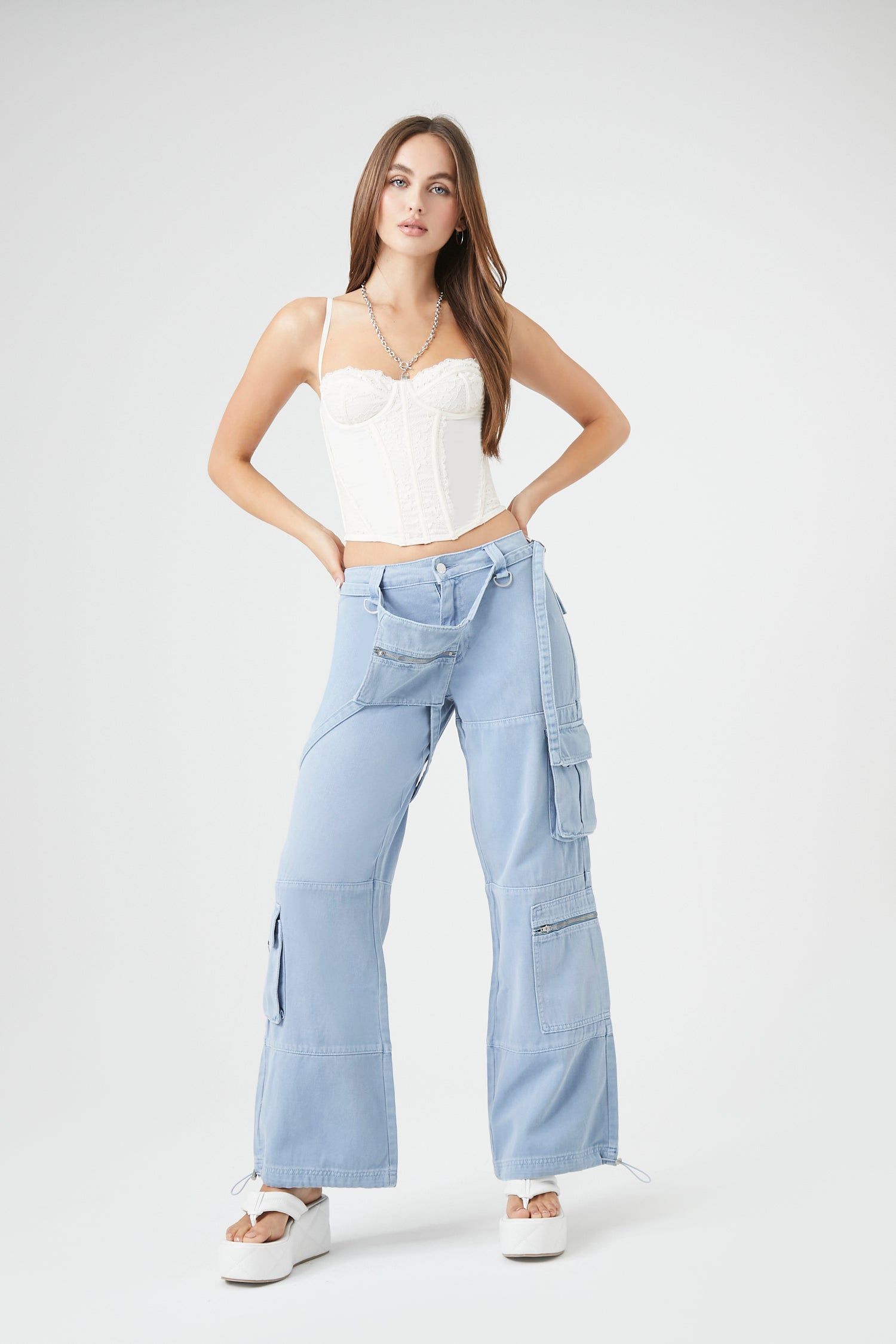 Zipper Pouch Wide Leg Cargo Jean sold by Urban Planet
