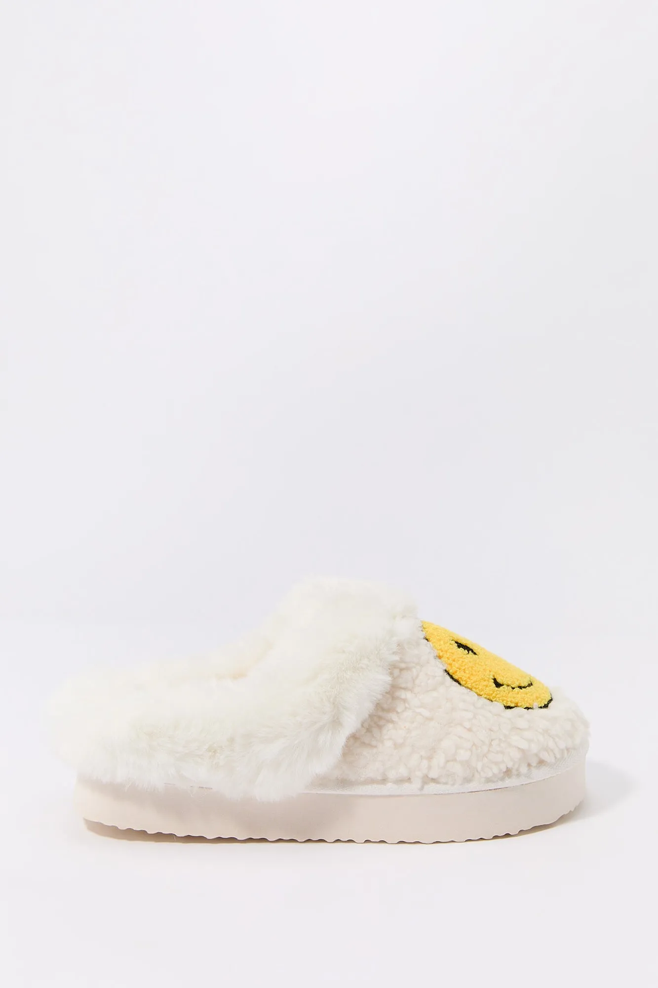 Faux Fur Collared Happy Face Slipper sold by Urban Planet product image thumbnail 2