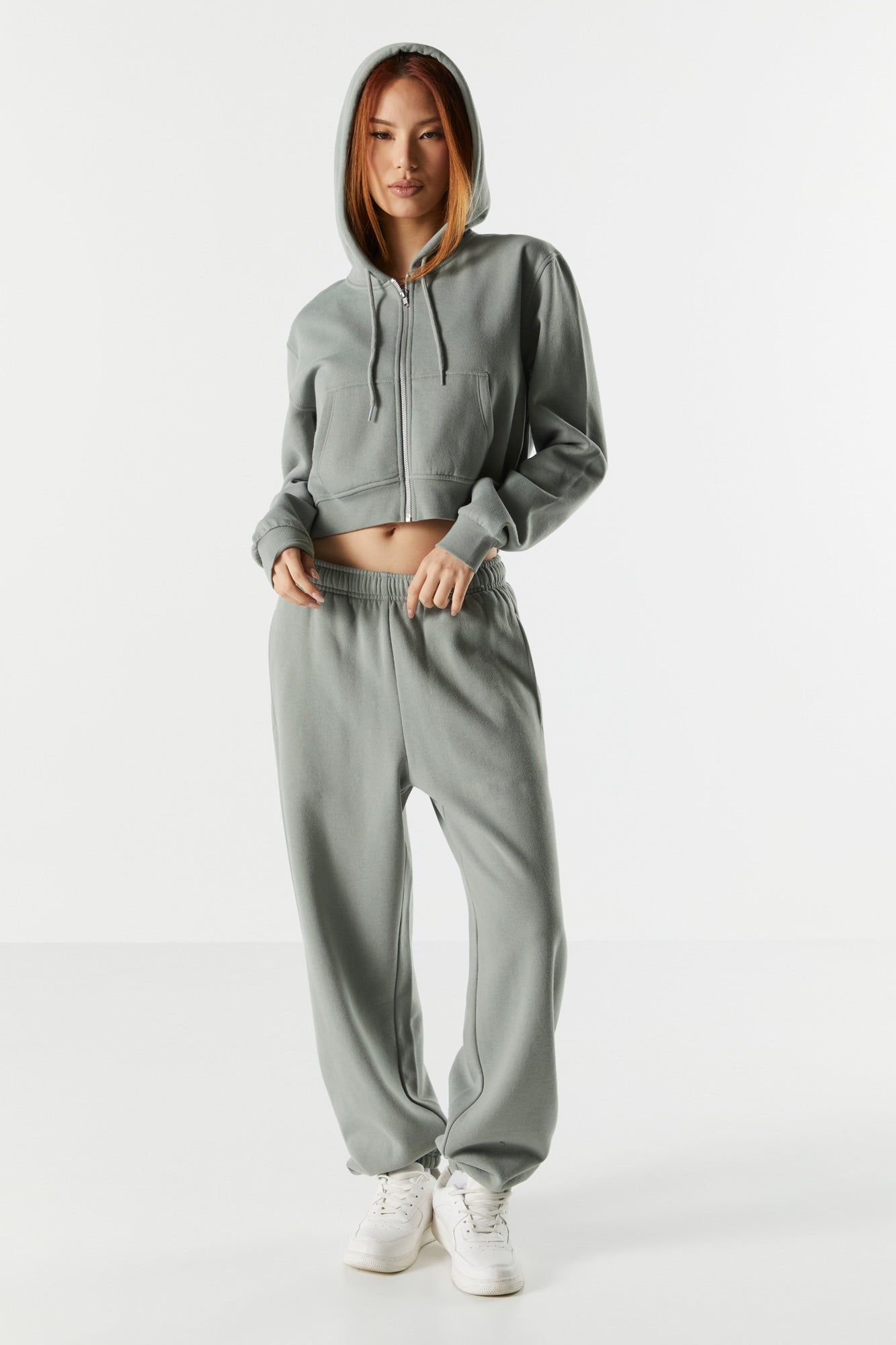 Haut court à capuchon en molleton colore avec fermeture à glissière sold by Urban Planet product image thumbnail 6