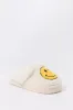 Faux Fur Collared Happy Face Slipper sold by Urban Planet