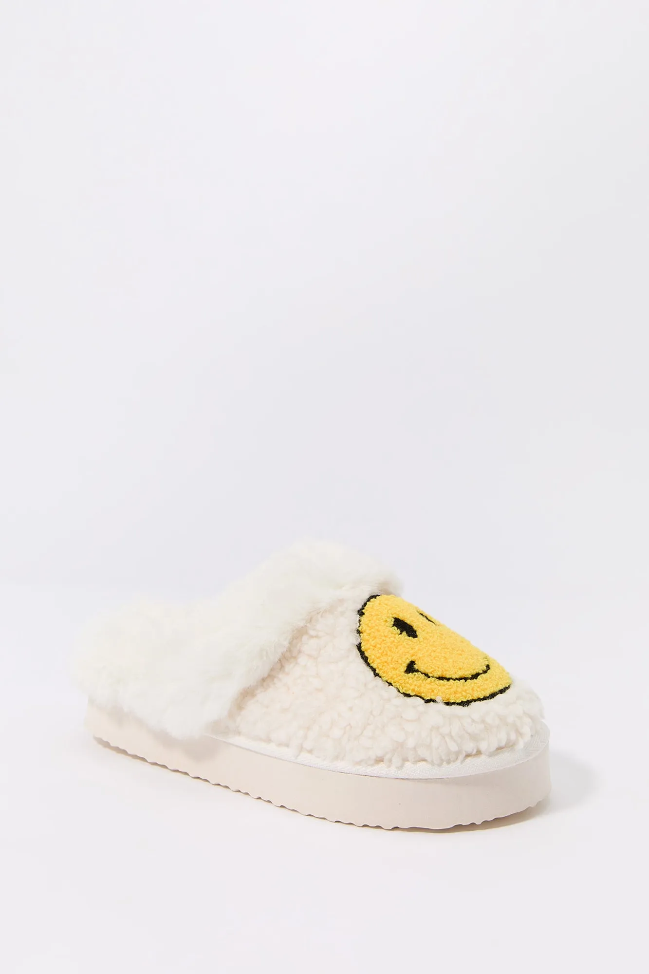 Faux Fur Collared Happy Face Slipper sold by Urban Planet product image thumbnail 3
