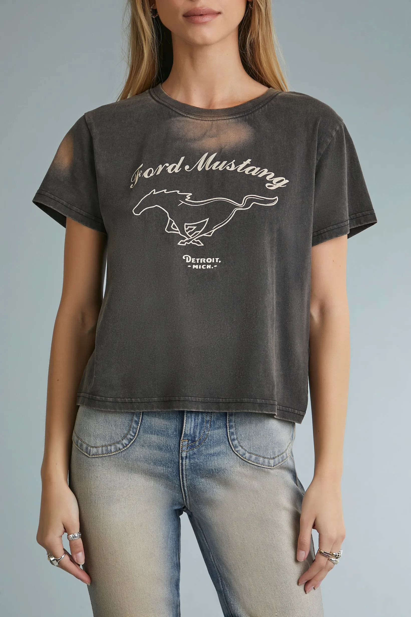 Ford Mustang Graphic Bleach Dye T-Shirt sold by Urban Planet product image thumbnail 2
