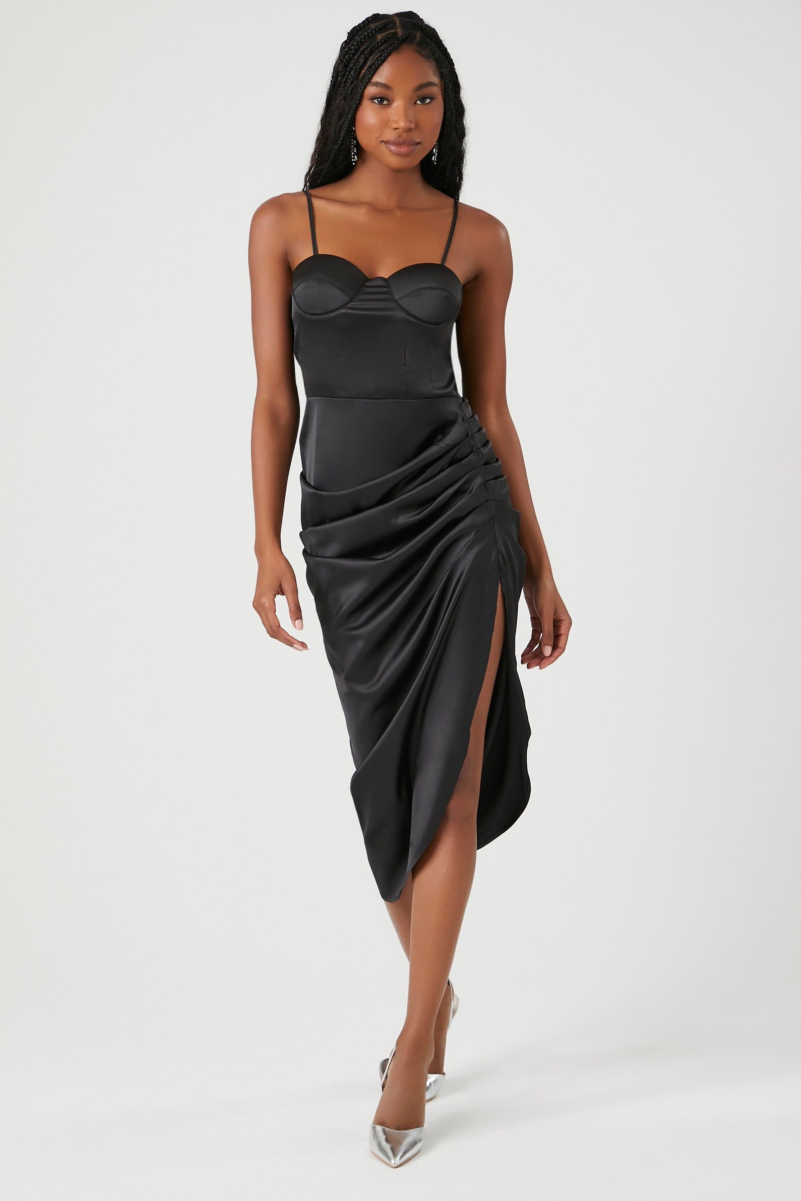 Satin Ruched Bustier Midi Dress sold by Urban Planet product image thumbnail 4
