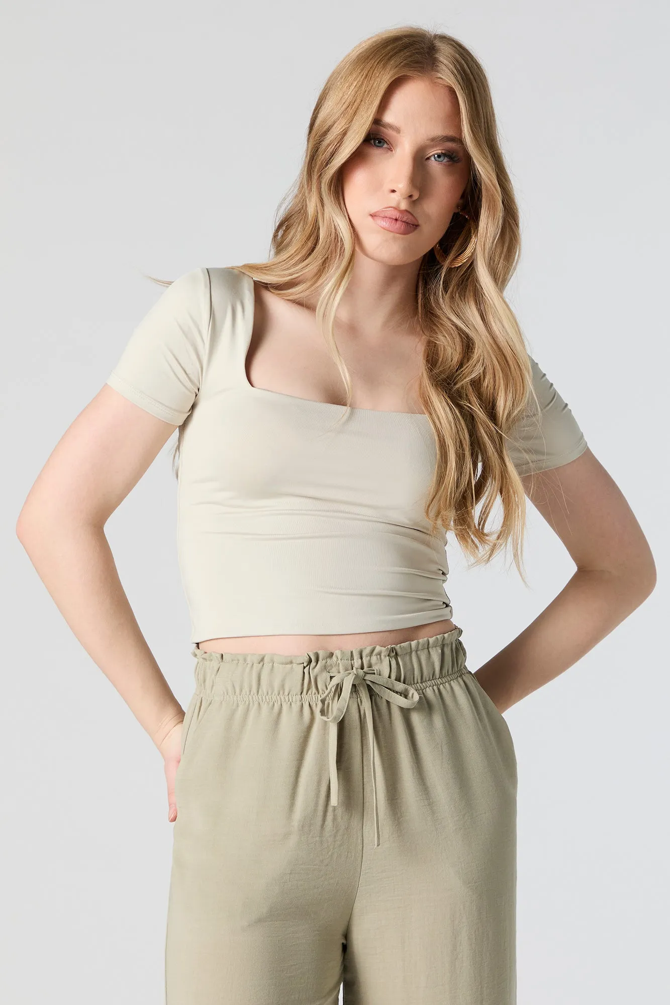 Contour Square Neck Cropped T-Shirt sold by Urban Planet product image thumbnail 4