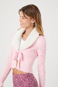 Faux Fur Collared Cardigan sold by Urban Planet