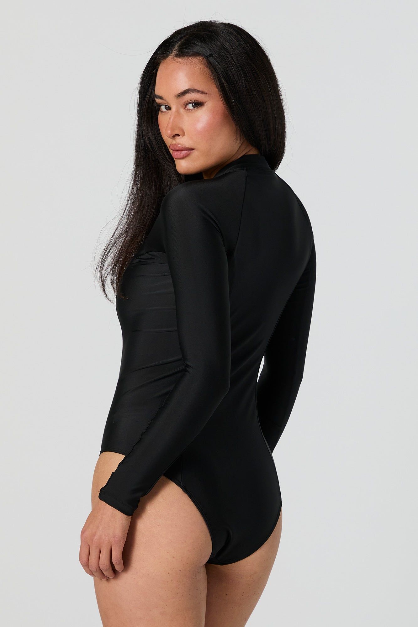 Half-Zip Long Sleeve Active One Piece Swimsuit sold by Urban Planet product image thumbnail 3