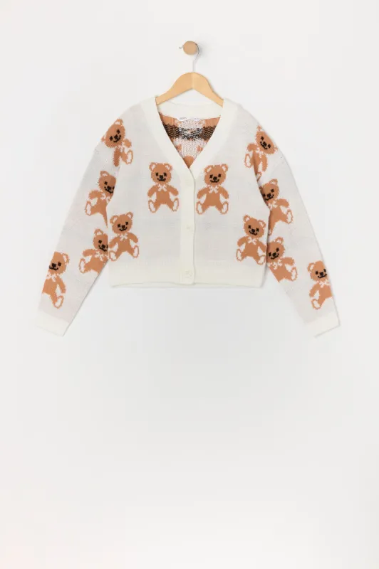 Girls Teddy Knit Button-Up Sweater sold by Urban Planet