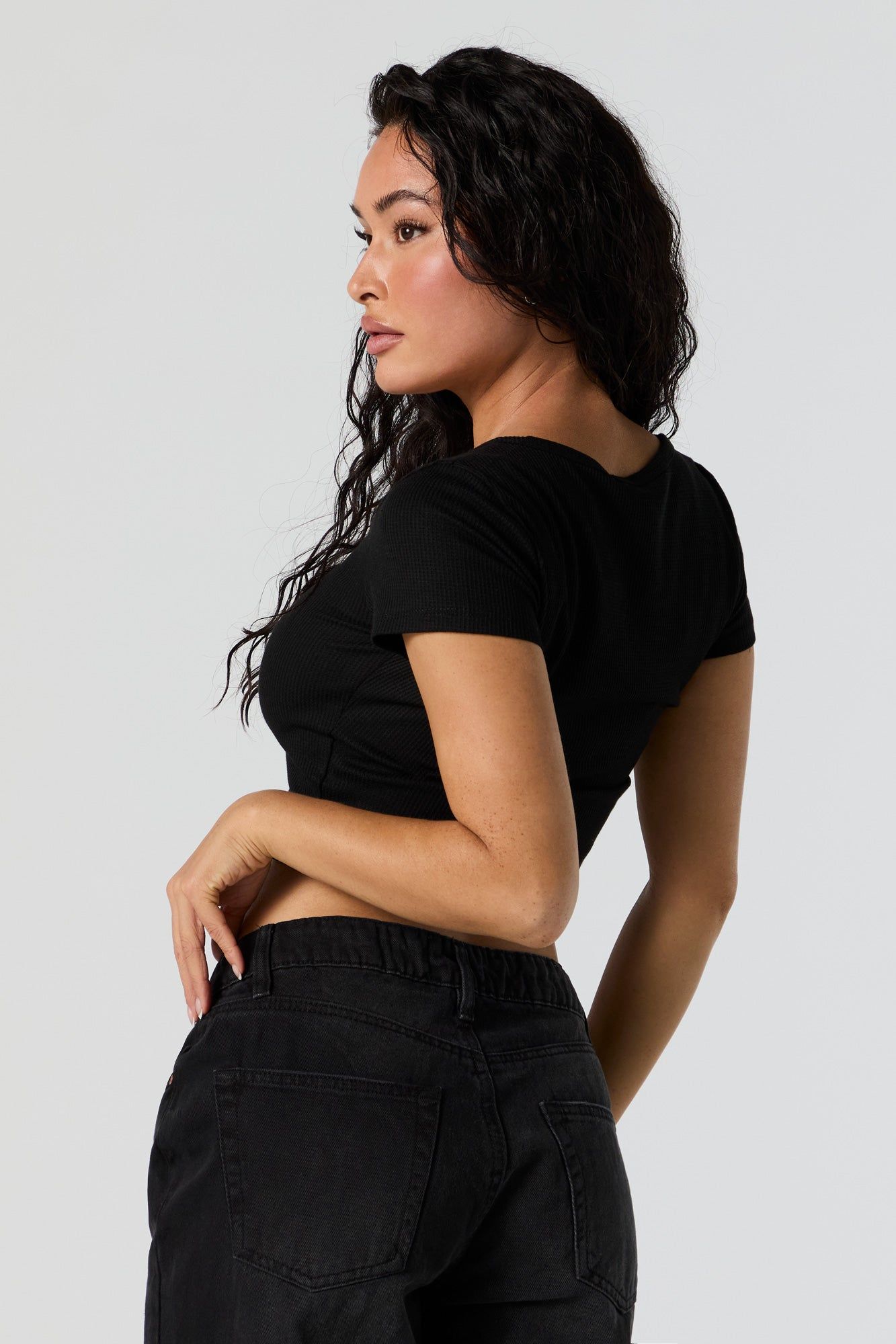 T-shirt Henley côtelé court sold by Urban Planet product image thumbnail 5