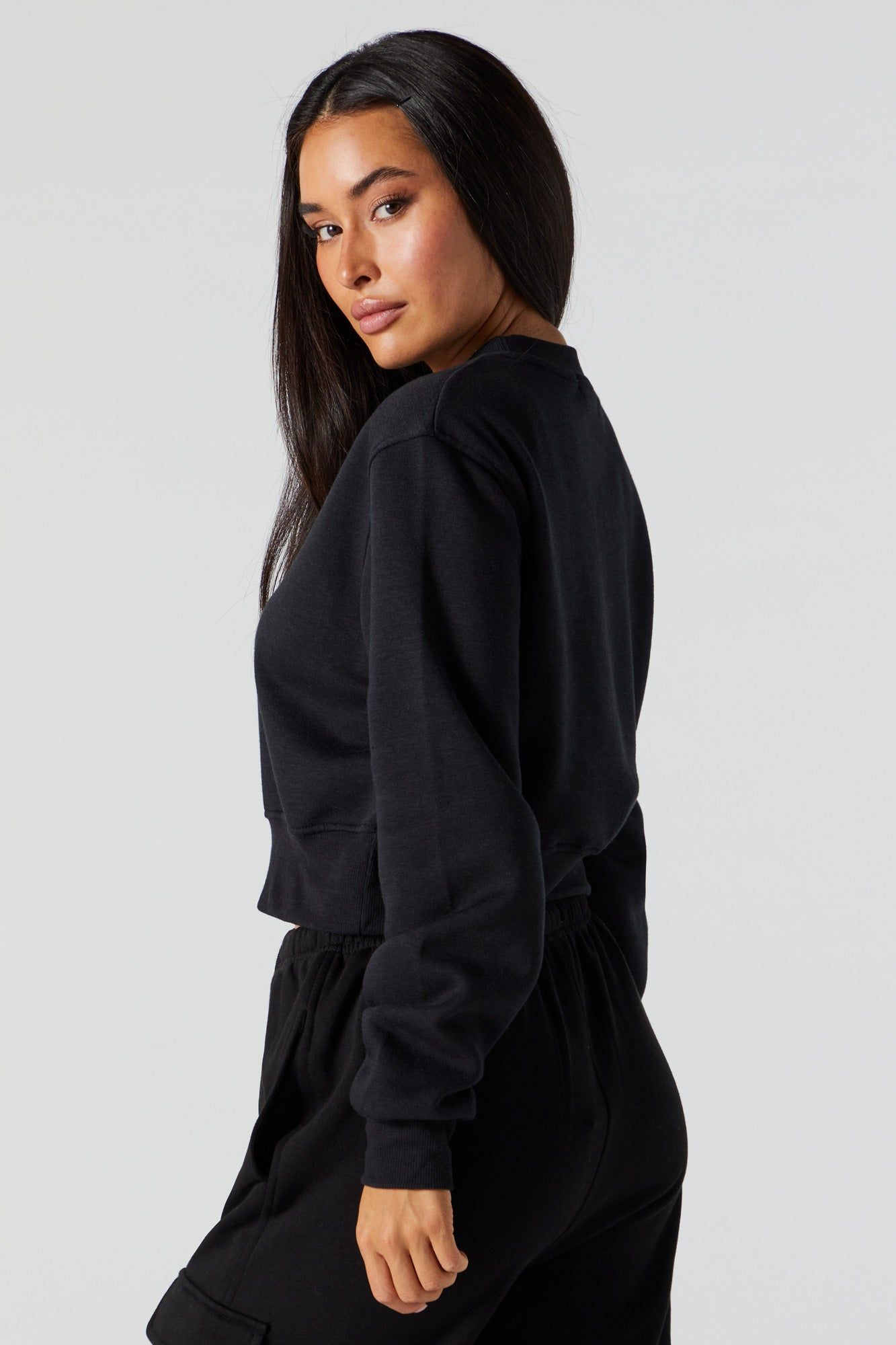 Soft Fleece Cropped Sweatshirt sold by Urban Planet product image thumbnail 4