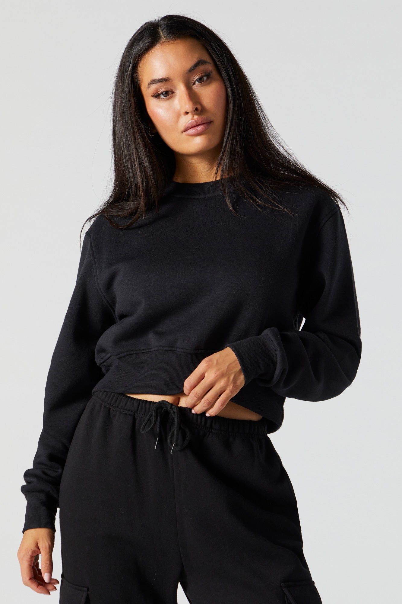 Soft Fleece Cropped Sweatshirt sold by Urban Planet product image thumbnail 3