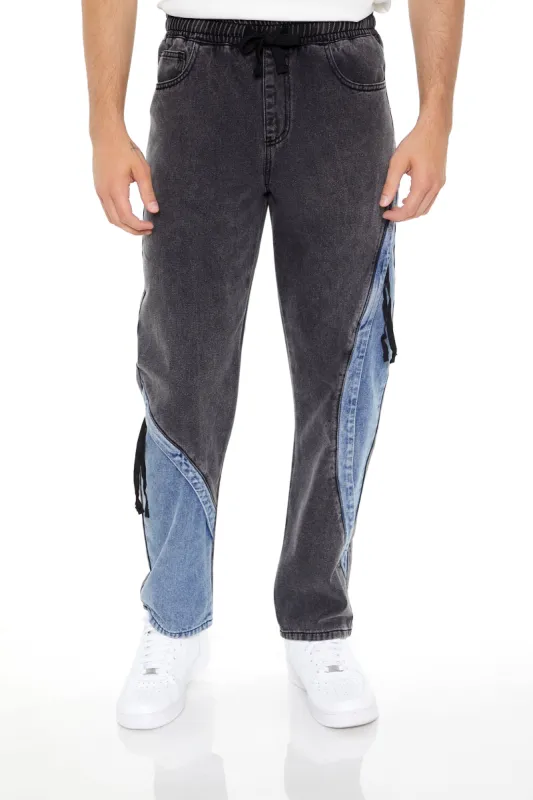 Zipper Patchwork Denim Jogger sold by Urban Planet