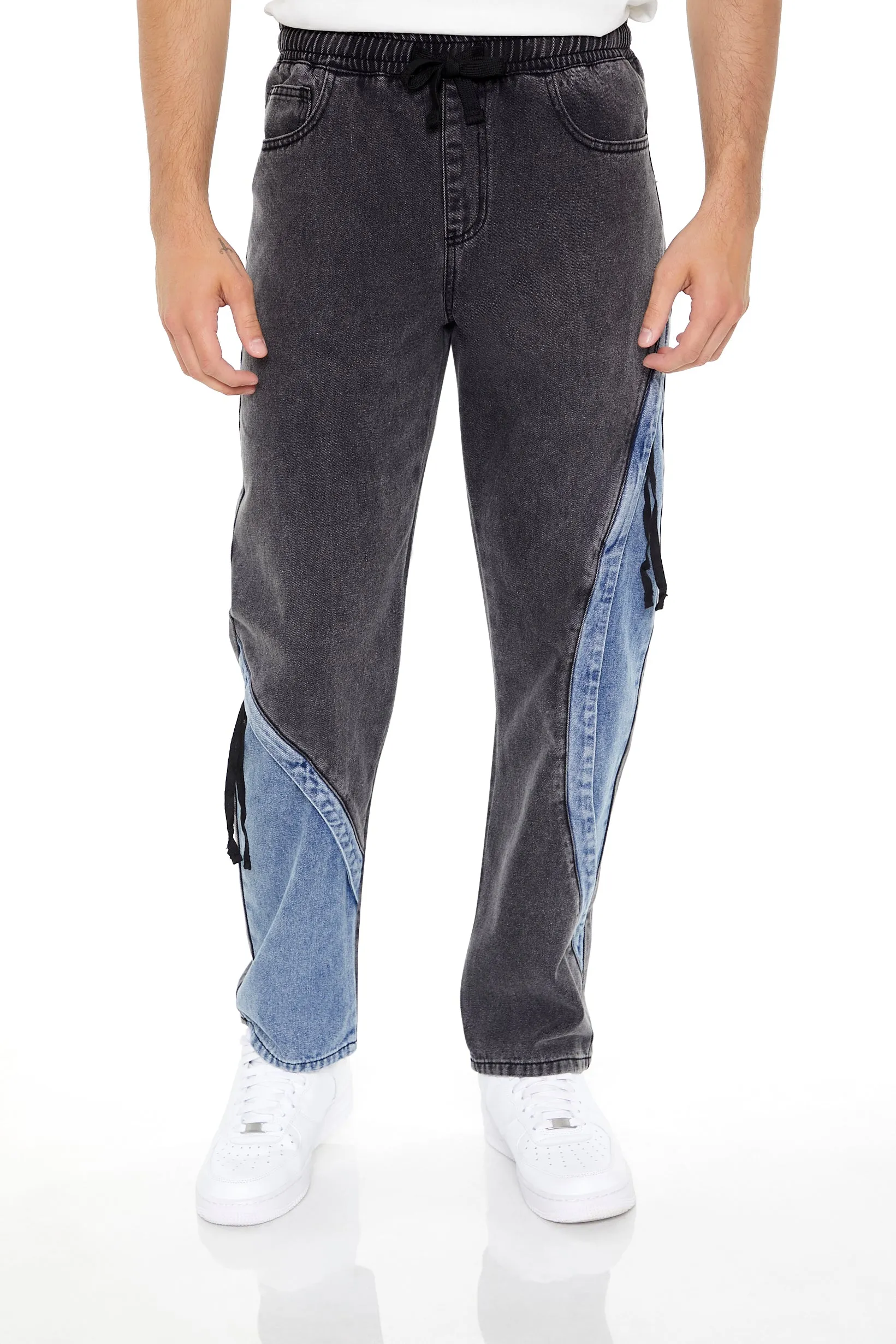 Zipper Patchwork Denim Jogger sold by Urban Planet