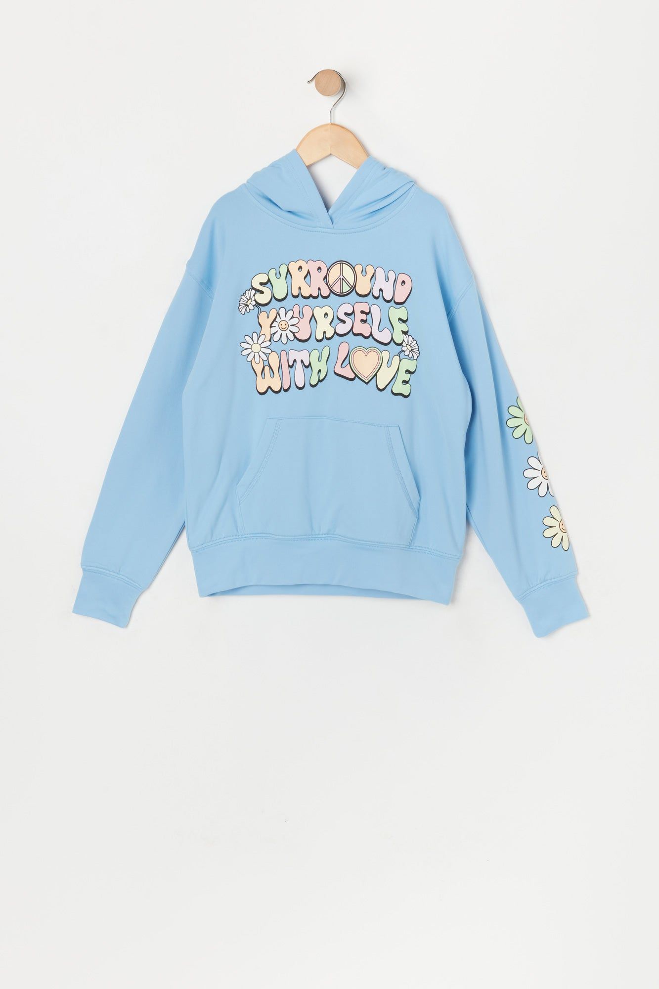 Girls Surround With Love Graphic Fleece Hoodie sold by Urban Planet