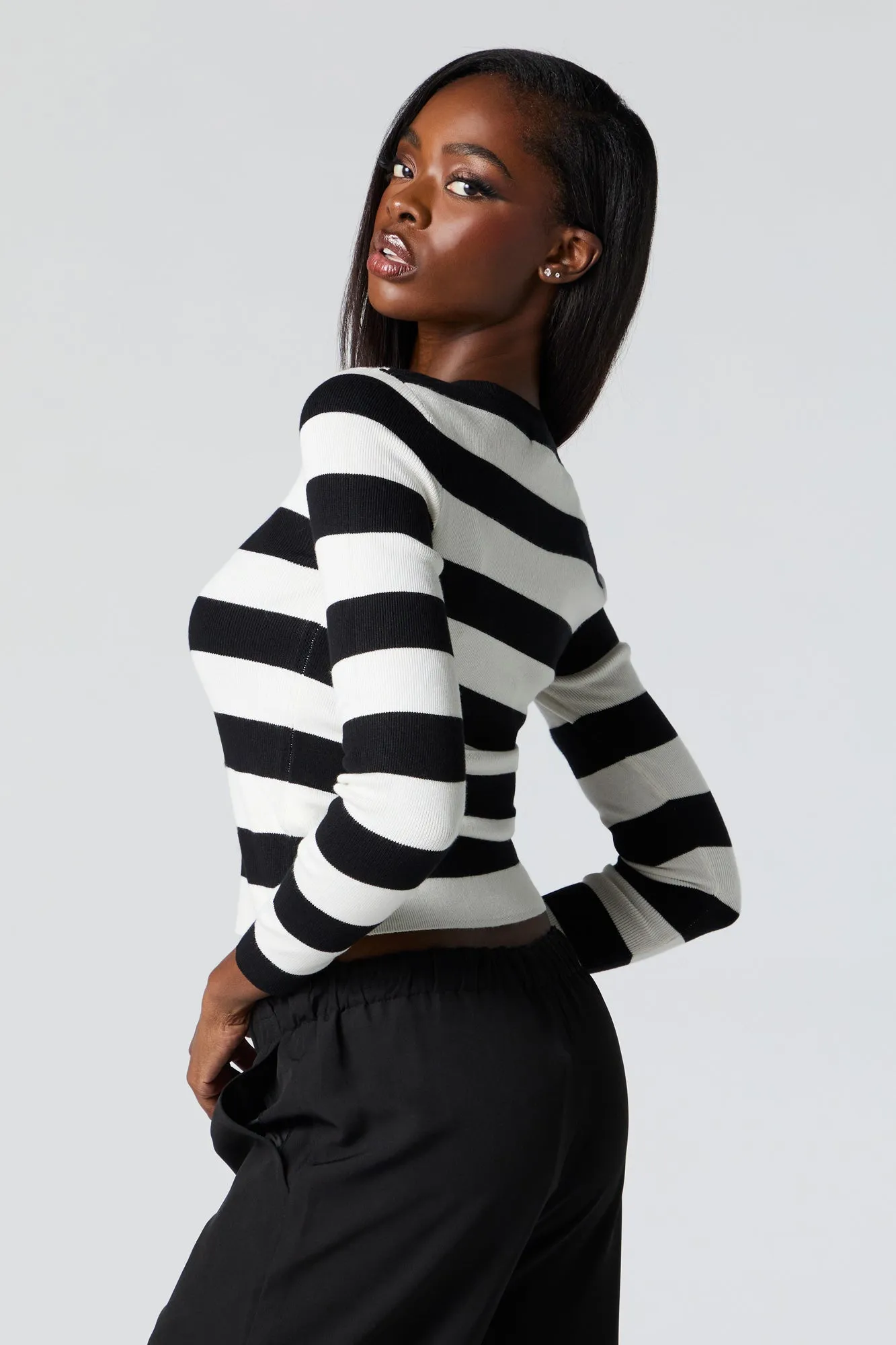 Ribbed Knit Striped Sweater sold by Urban Planet product image thumbnail 2